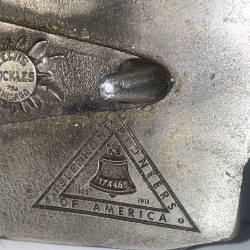 Telephone Industry 100 Year 1876 1976 Commemorative Belt Buckle Vtg Lewis.TWY446